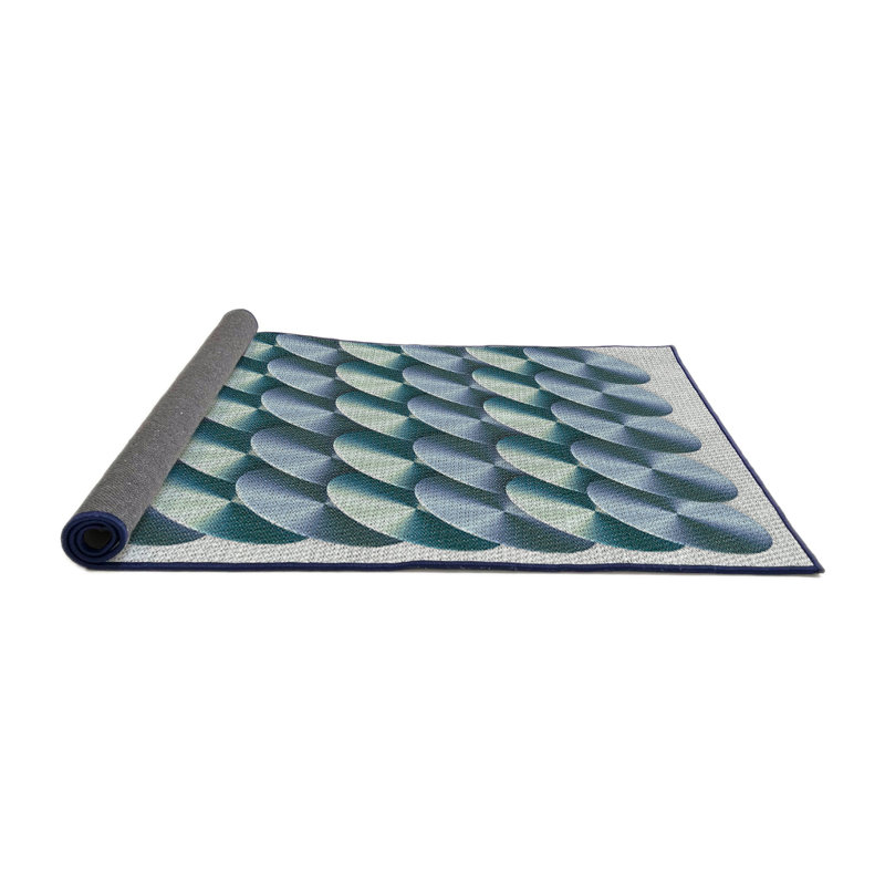 Tapis bleu/gris à tisser électrique, Rond 3 pi
