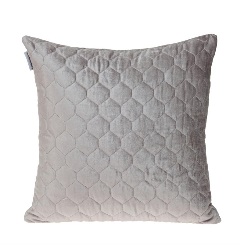 Bazyli Transitional Quilted Throw Pillow, 20"H x 20"W, Taupe Tufted Velvet Quilted