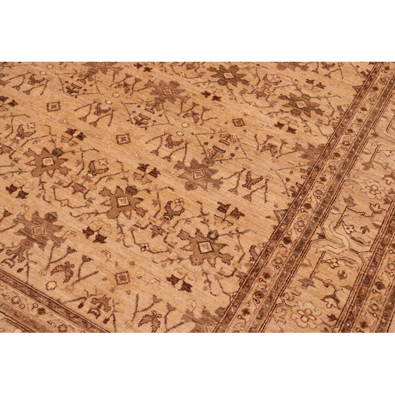 Tapis brun clair en laine noué à la main 8 pi 1 po x 9 pi 8 po Baccio Moroccan