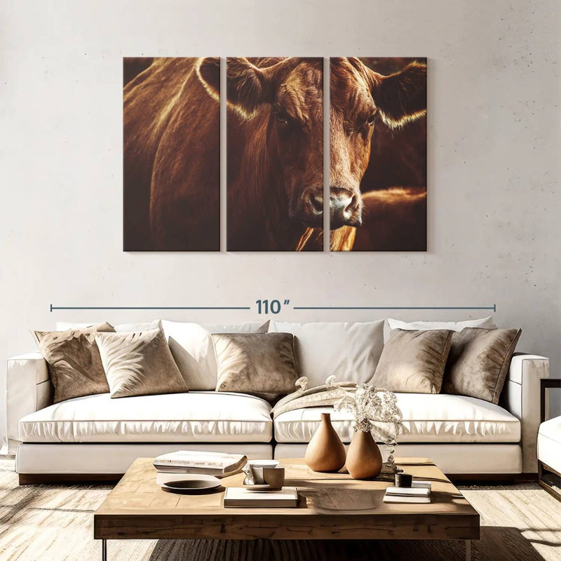 Brampt Expressive Brown Cow, 48" H x 74" W