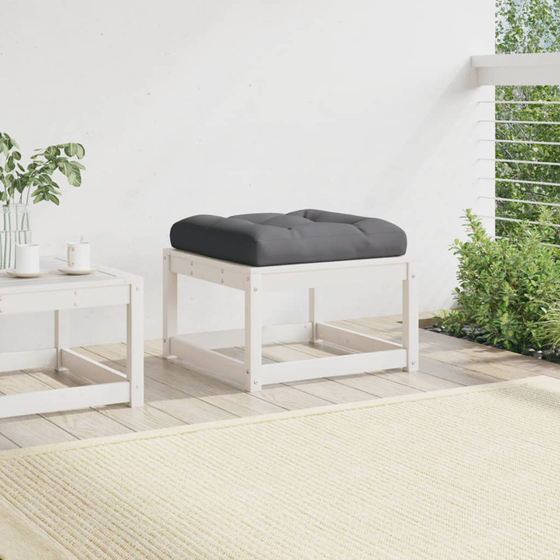 Garden Footstool Ottoman Footrest Outdoor Stool Seat Solid Wood Pine, Grey, White