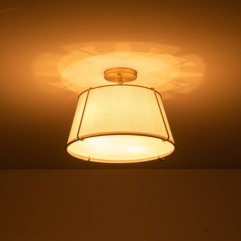Linen Blend Drum Semi Flush Mount