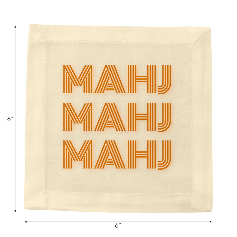 Serviettes de table en satin de coton Mahj Mahj Mahj, Orange