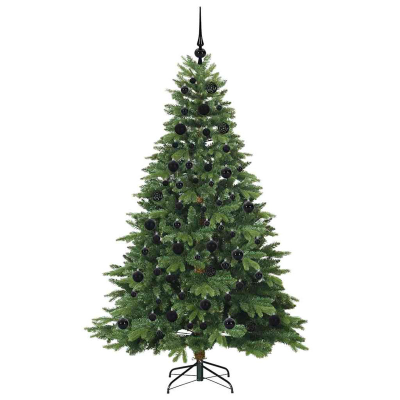 Artificial Christmas Tree with 300 LEDs Green PE and PVC, Green/Black, 5.91' H