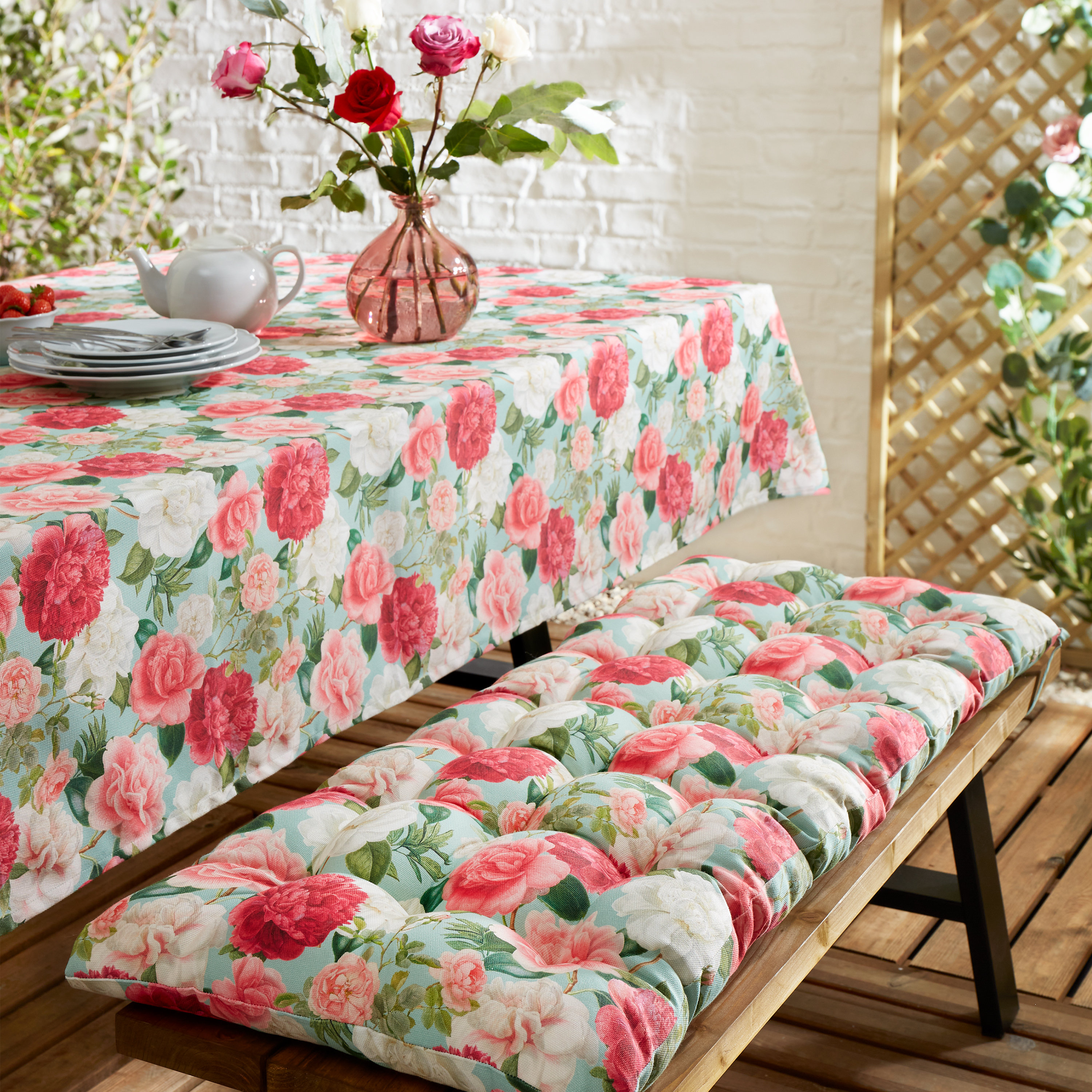 Floral Print Floral Garden Seat Pads Chair Pads Duck Egg Chair