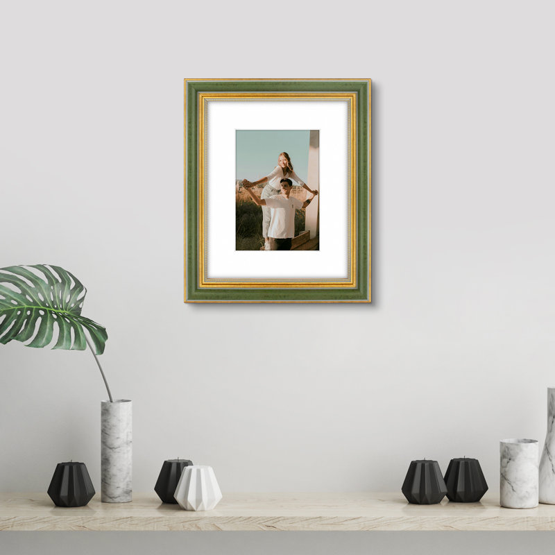 Cadre photo mat, Vert / doré, L 5 po x H 7 po