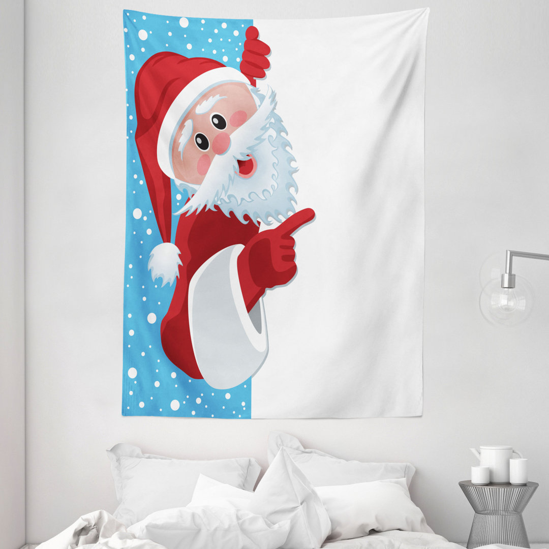 Wandbehang Weihnachtsmann Glücklich Illustration Winter Schnee Saison Elemente