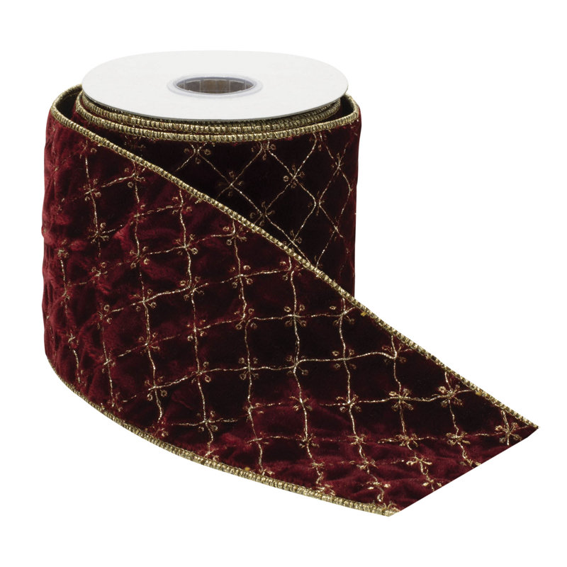 Ruban câblé orné de losanges, Rouge / doré