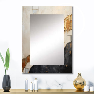 Black Gold Adorned Poteries VI - Black Wall Mirror Decor