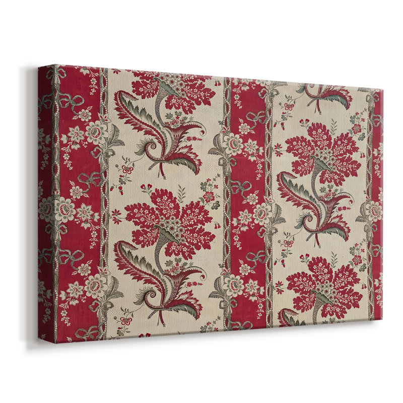 Motif floral répétitif (rouge et blanc) -William Morris-toile tendue avec châssis-c. Fin du 19e siècle, 8 x 12