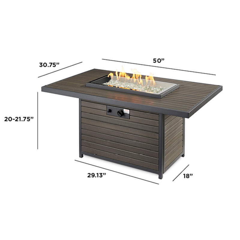Rectangle Polyresin Smokeless Fire Pit Table, Gray