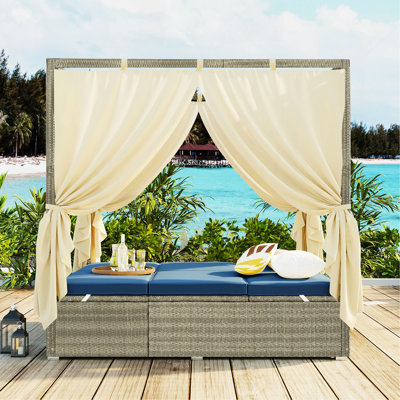 Adjustable Sun Bed With Curtain,High Comfort,With 3 Colors (Old Sku:WY000312AAC)