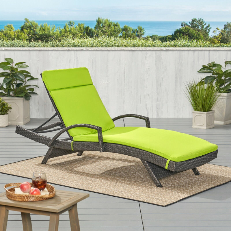 (1PCS) Salem Outdoor Chaise Lounge Cushion (Without Chaise Lounge), 1, Green