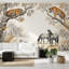 Décoration murale amovible fond blanc feuilles dorées-783491732-783491743