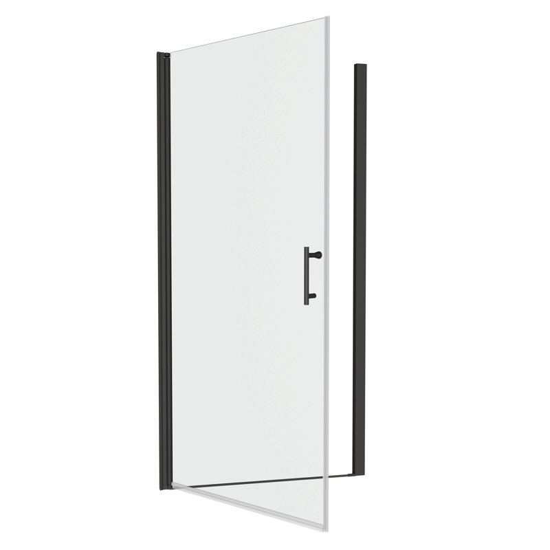 1 3/8" Adjustment,Universal Pivot Shower Door, Open Outside, With 1/4" Tempered Glass Finish 3272, Matte Black
