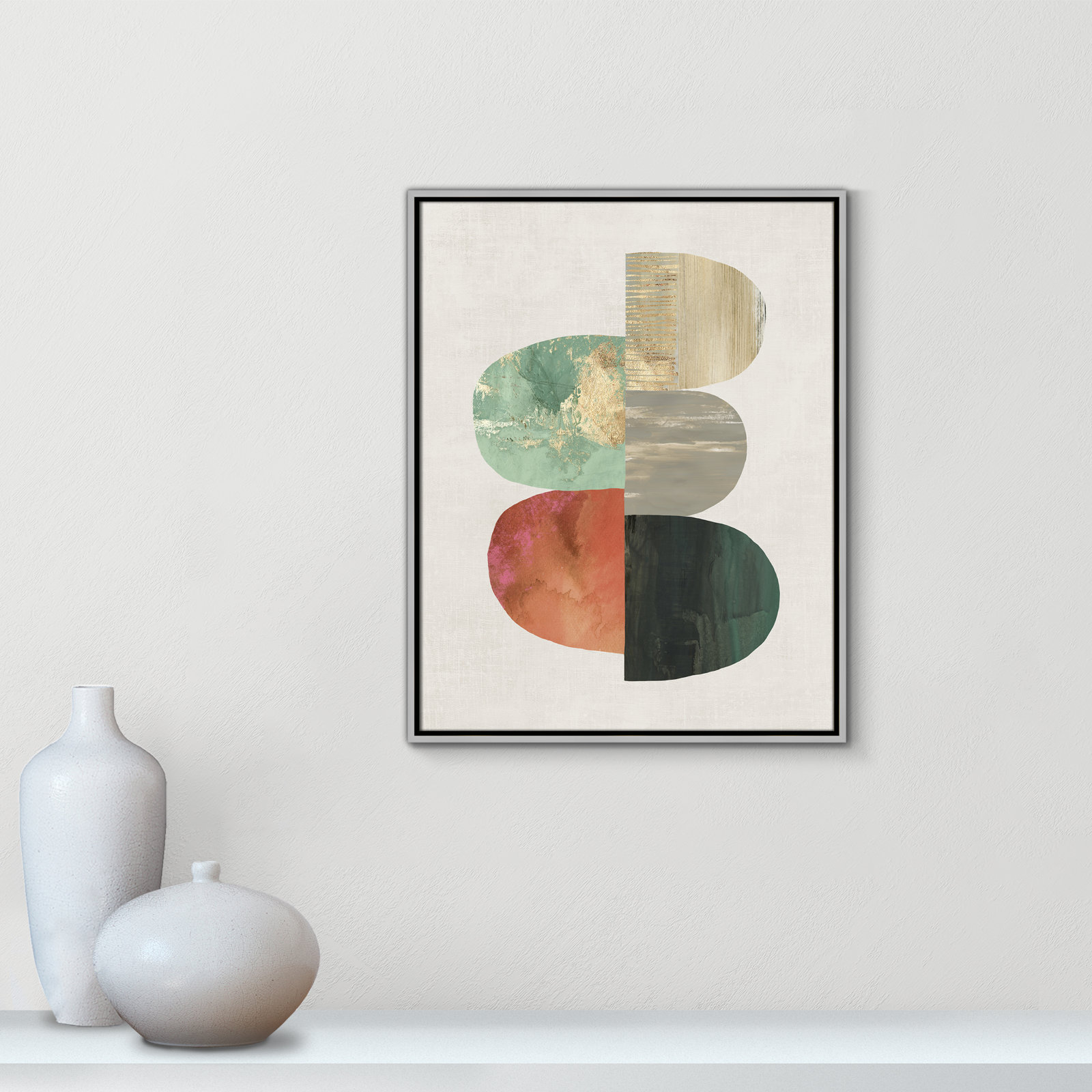 Evolving Energy I - Painting Print, Picture Framed Canvas, 29.5" H x 23.5" W, White