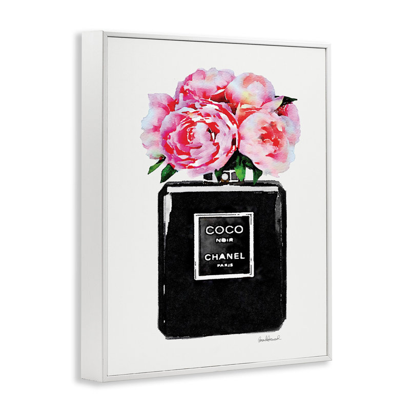 «Perfume Bottle Flower Peony», impression, Giclée encadrée blanc bord de mer, H 14 po x l 11 po