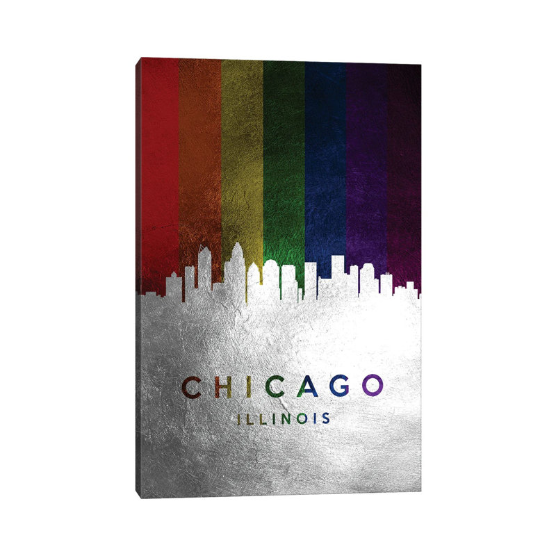 Chicago Illinois Spectrum Skyline 1 Piece Wall Art on Canvas, 30.48cm H x 20.32cm W
