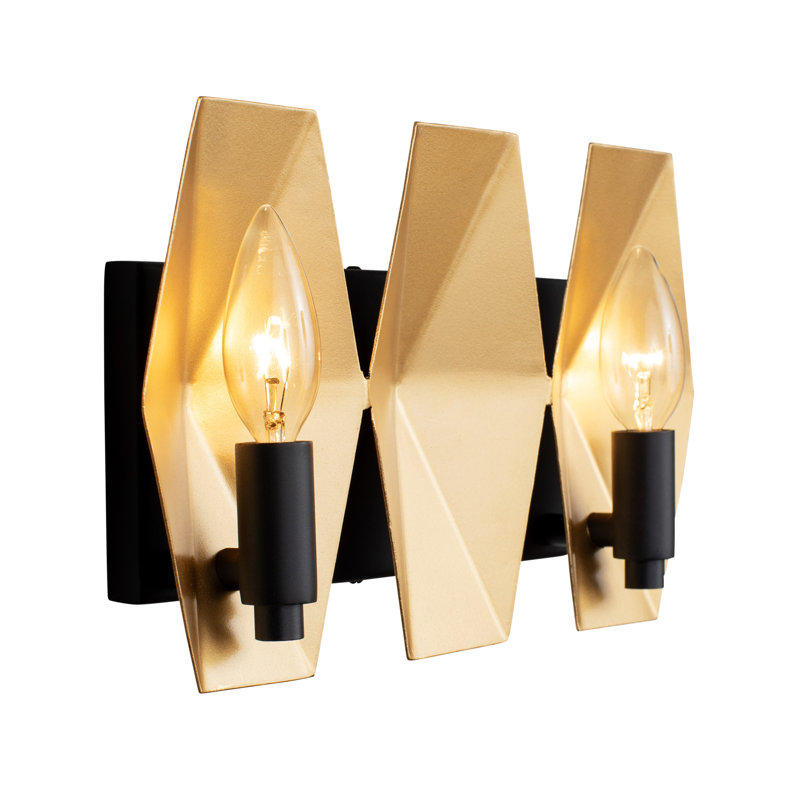 Malone Hexagonal Black & French Gold 2-Light Bath Vanity