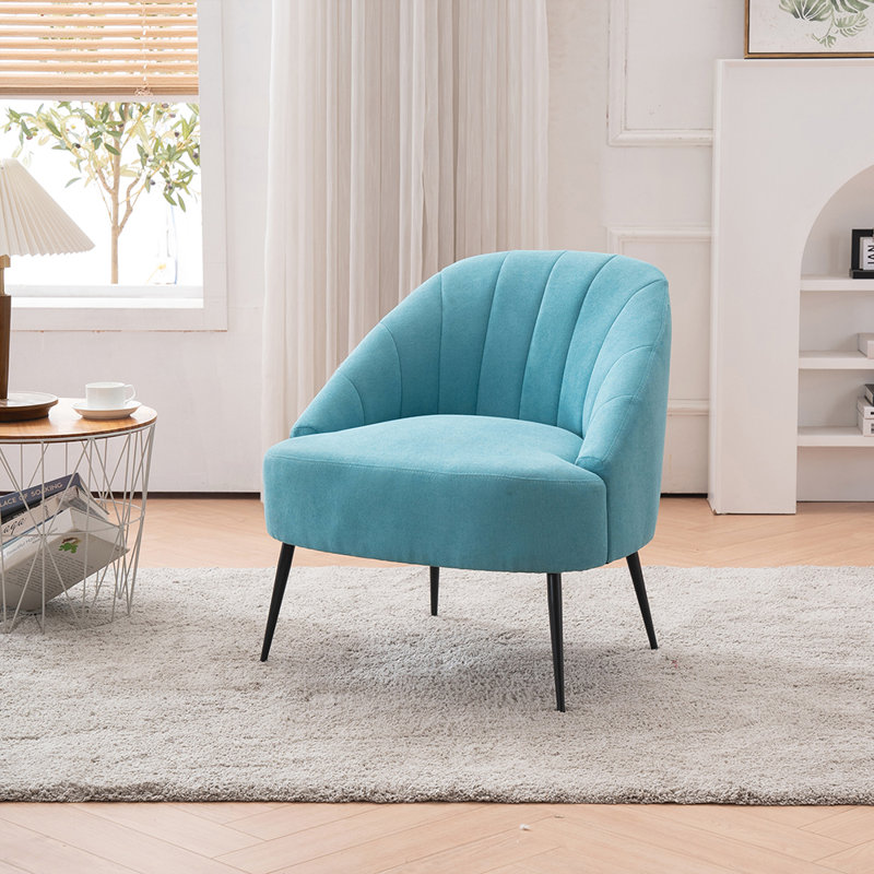 Fauteuil demi-tonneau en polyester 26 po, 100 % polyester bleu clair
