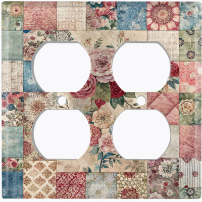 Metal Light Switch Plate Cover; US Standard Size - Vintage Floral Bouquet Pattern