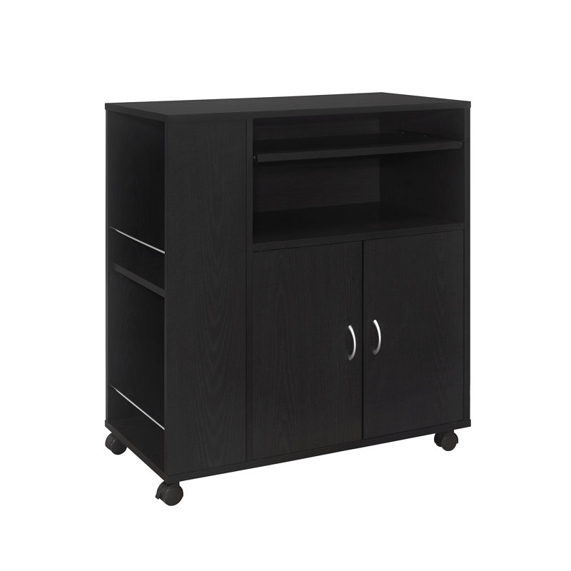 Îlot de cuisine sur roulettes 30 "avec armoire de rangement Armira, Noir
