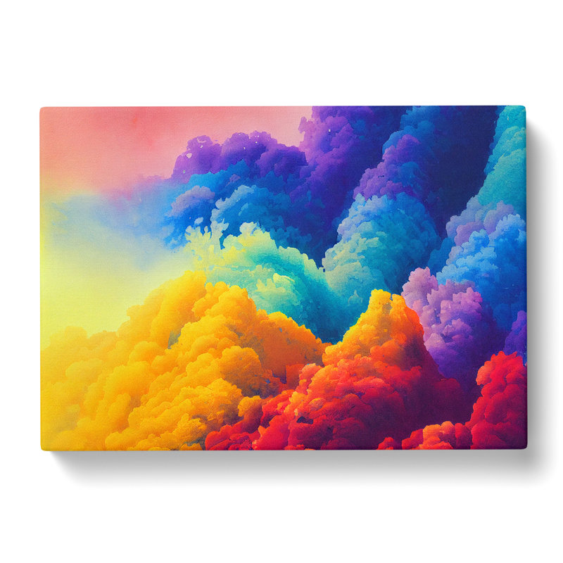 Watercolour Rainbow Clouds - Wrapped Canvas, 35cm H x 50cm W x 3cm D