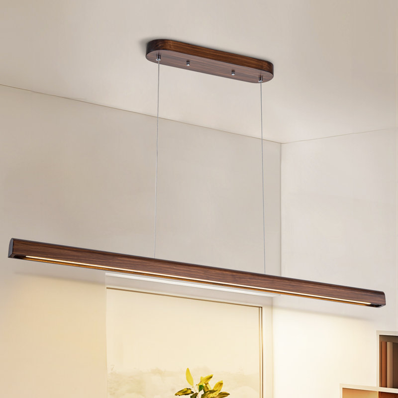 Rolde 1 - Light LED Kitchen Island Pendant, 81.89" H x 47.24" W x 4.52" D, Walnut
