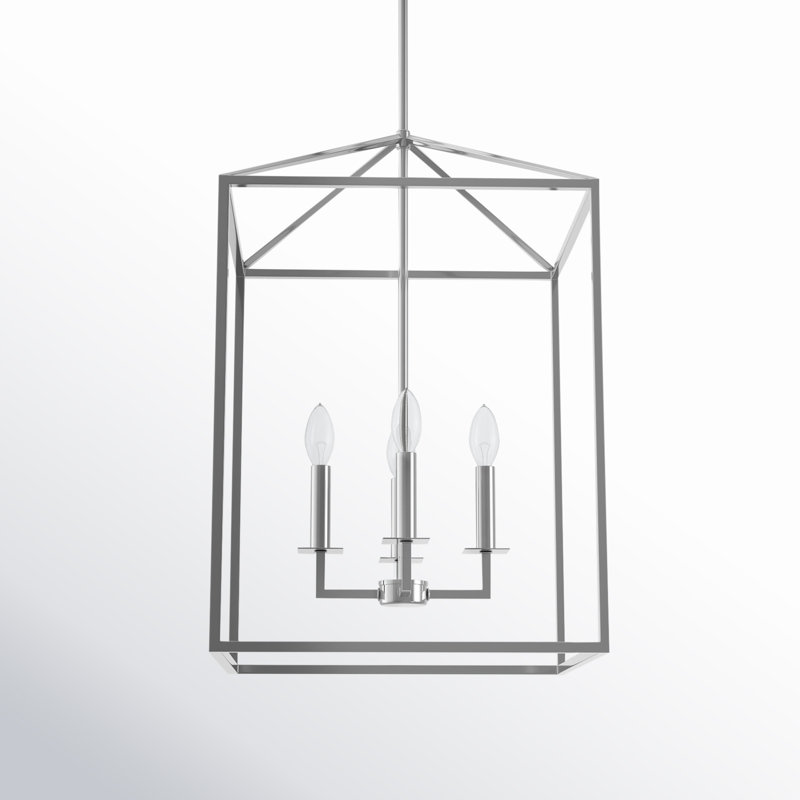 Lustre rectangulaire à 4 lumières Ellis, H 23,25 po x l 15,5 po x P 15,5 po, Chrome, Non