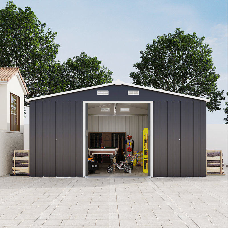 Remise de rangement extérieure avec deux fenêtres, Gris foncé