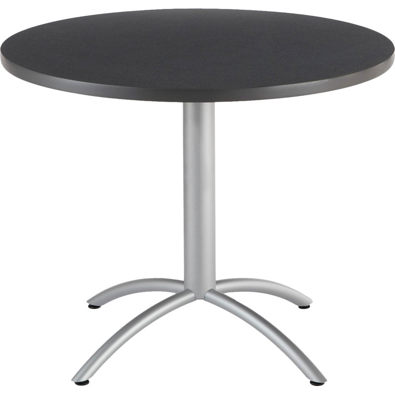 Aleksandras Round Metal Base Dining Table, Graphite Granite, 30"H x 36"L x 36"W