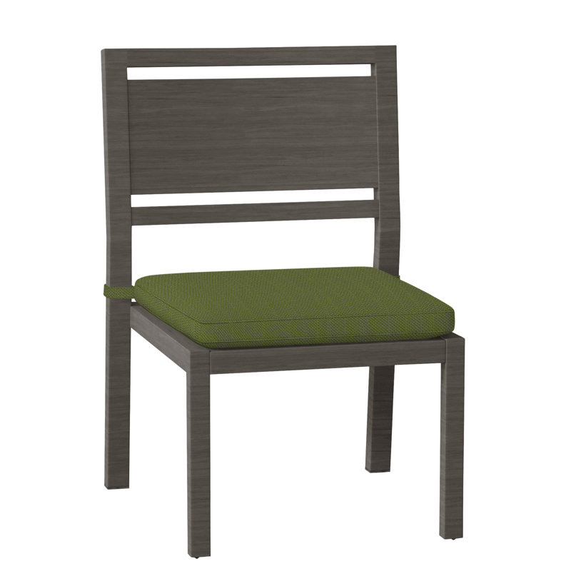 Avondale Patio Dining Side Chair with Cushions, Slate Grey, Welt, Linen Forest