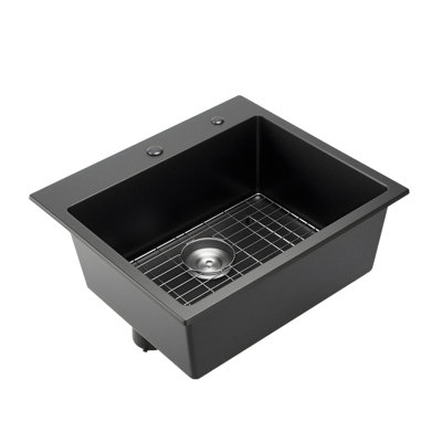 Évier de cuisine en granite de 25 po à cuve simple à montage sur le dessus pour bar pour véhicule récréatif
