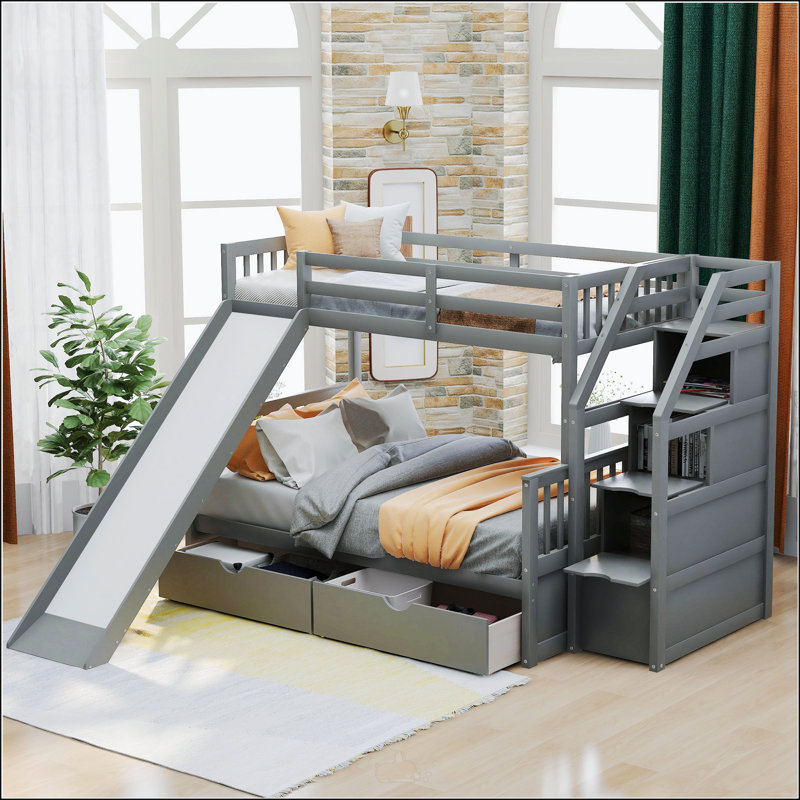 Harriet Bee Twin Over Full Bunk Bed With Drawers - Wayfair Canada