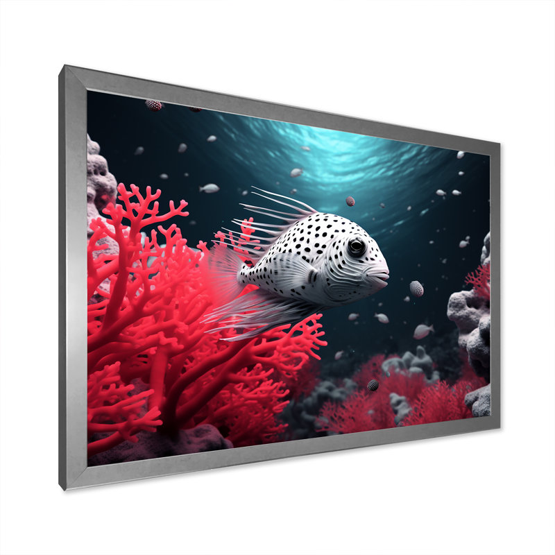 «The Graceful Pufferfish» sur toile, H 12 po x l 20 po x P 1 po, Cadre photo argenté