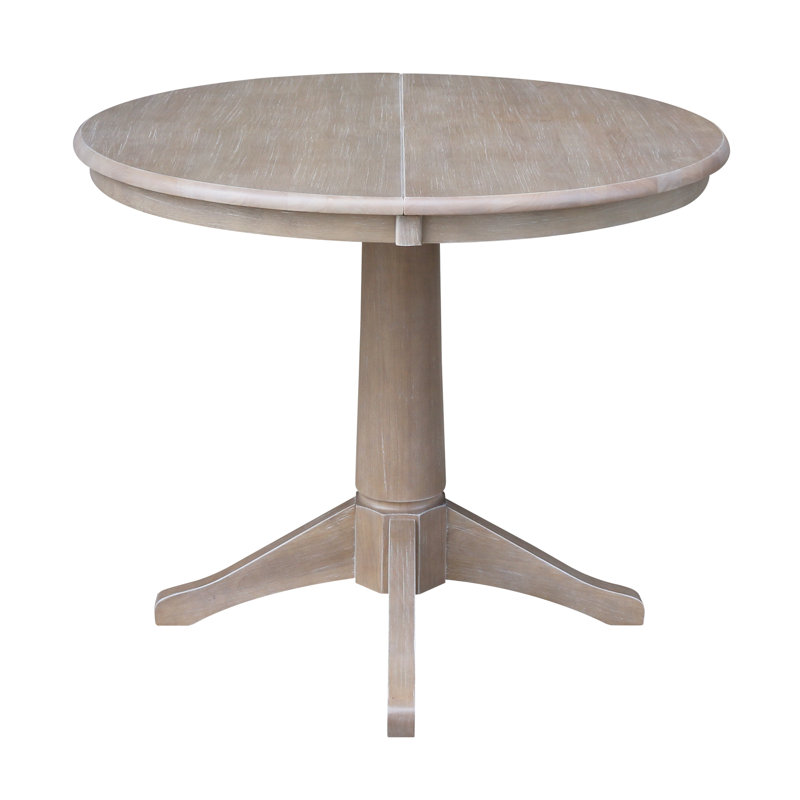 Ikuko Extendable Solid Wood Dining Table, Washed Gray Taupe
