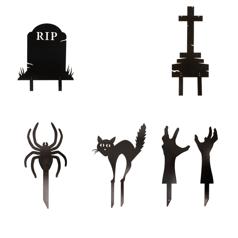 Ensemble de décoration en acier pour l'extérieur d'Halloween - noir, Black