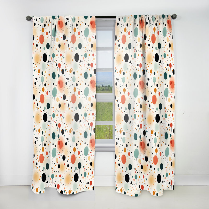 Scandinavian Simplicity Polka Dots Pattern - Abstract Curtain - Velvet Room Darkening - 1 Panel, 52" W x 95" L