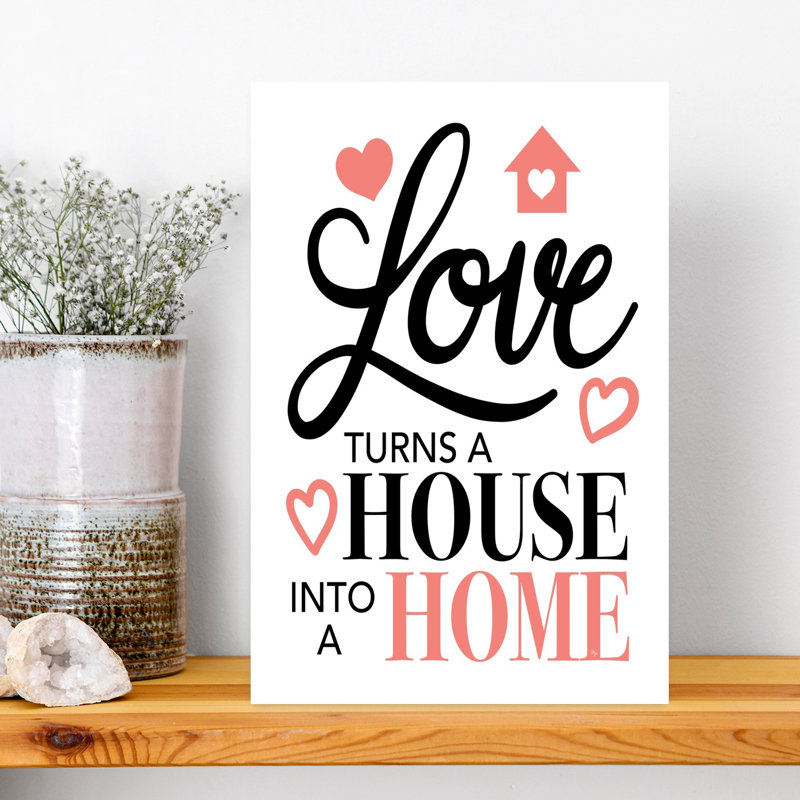 Love Turns House Home Modern Romantic Abstract Architecture Wall Art Print 1 Piece Wrapped Canvas Wall Art