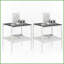 Ensemble de 2 tables basses modernes en verre trempé gris - plateau facile à nettoyer, rangement en bois aggloméré et amp; Capacité de 110 lb pour le salon-663774697-663774691
