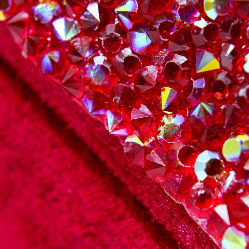 16"x16" Red Iridescent Velvet Rhinestone Square Throw Pillow