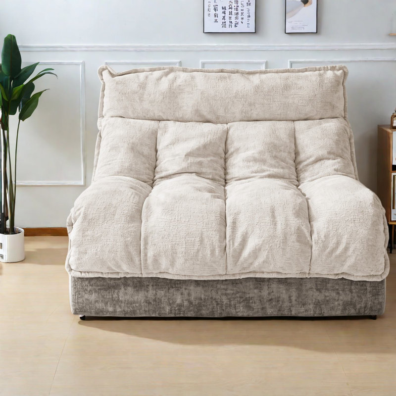 Cloud Compression Sectionals, Beige Chenille Seat, Modern Living Room Apartment, Beige