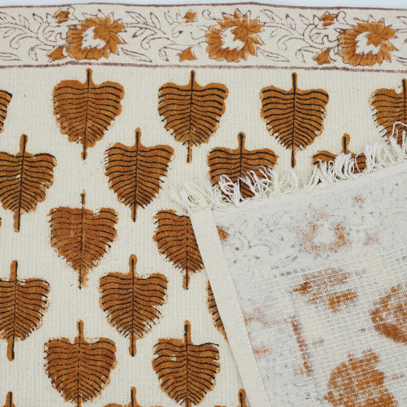 Fabdivine Discover Floral Hand Block Print Cotton Waffle Hand Towels 17X32 Unique Design & Premium Quality (Udaan,Brown)