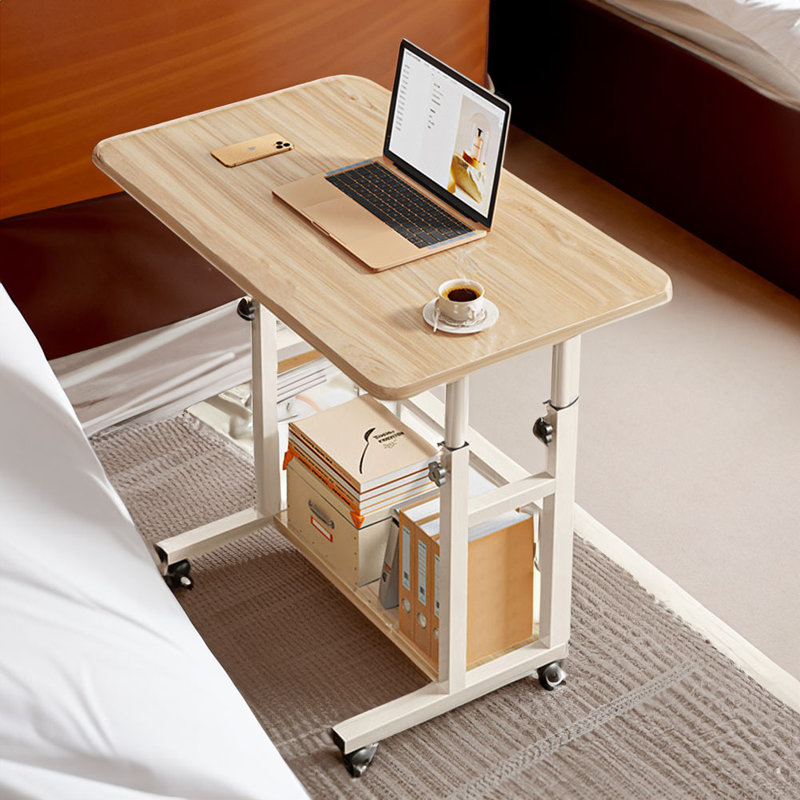 60cm Wide Adjustable Solid Wood Computer Desk, Brown