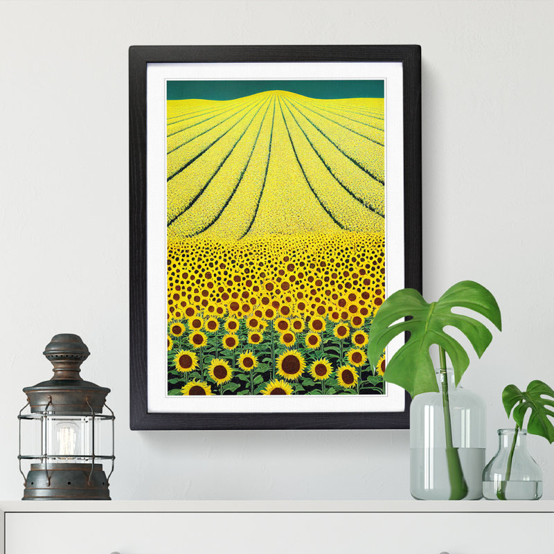 Unique Sunflower Field Vol.3 - Picture Frame Print, Black, 64cm H x 46cm W x 2cm D