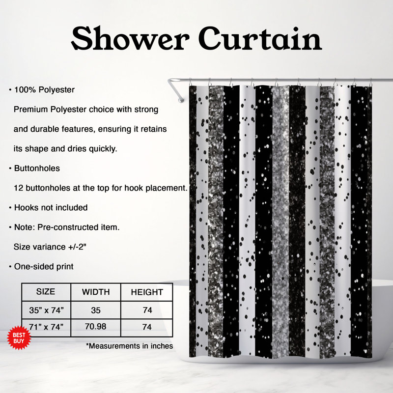 Rideau de douche Mono, H 74 po x l 71 po
