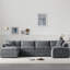 Chenille Modular Sectional Sofa With Deep Seat Comfort And Movable Ottoman-123337709