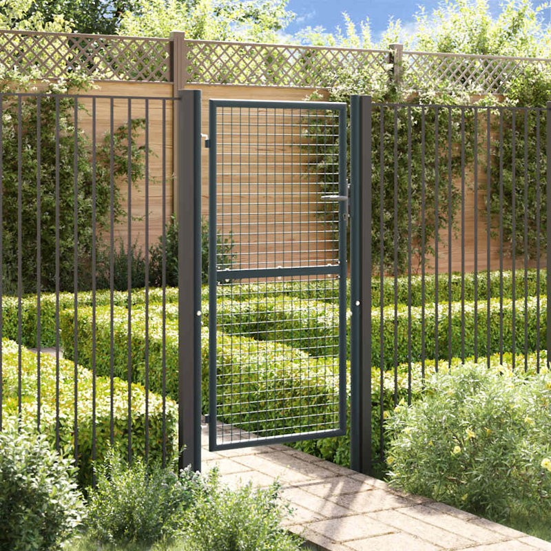 Portail grillagé vidaXL acier galvanisé 100 x 175 cm gris, 39,4 po x 68,9 po