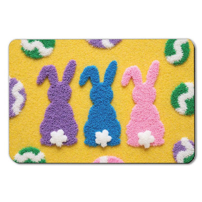 Tapis de bain coloré à motif de lapin de Pâques, 36 x 24 po