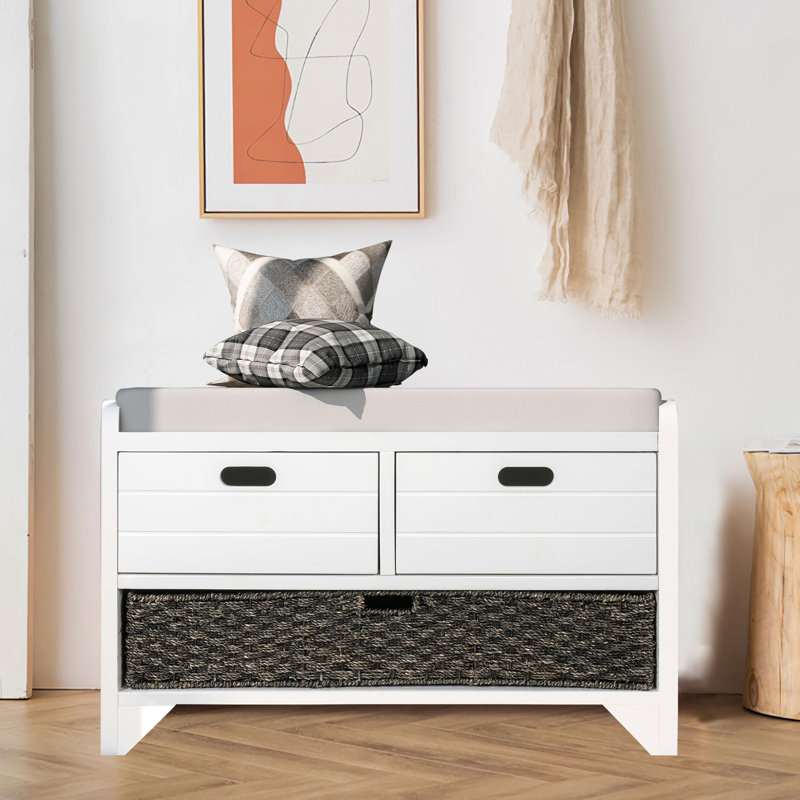 Khalin Upholstered Storage Bench, White